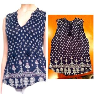 LUCKY BRAND navy sleeveless women’s blouse size L